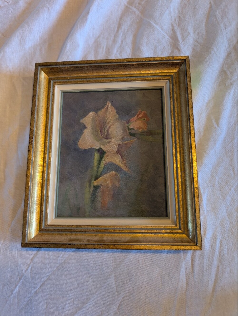 2/140$ Vintage Cream & Pink Floral Wall Art - Framed Amaryllis